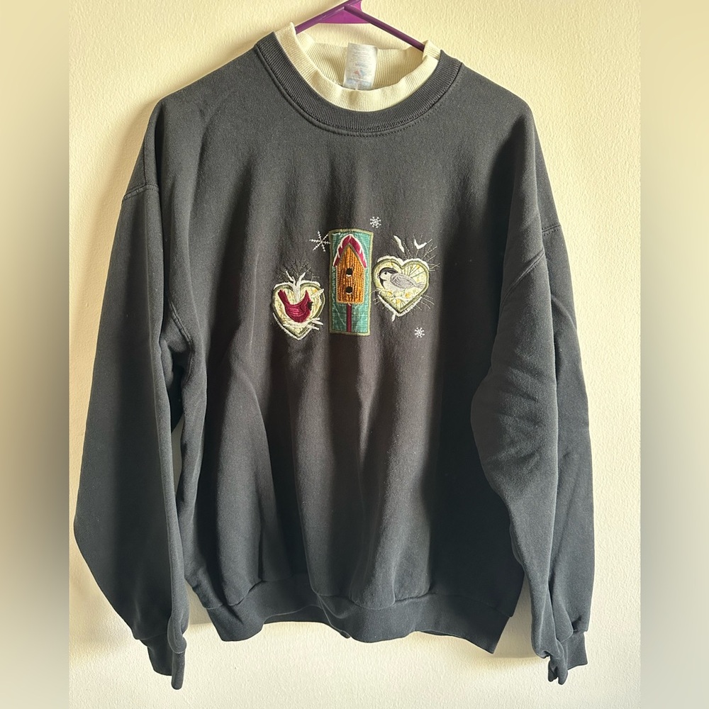 Vintage Embroidered Bird Sweatshirt